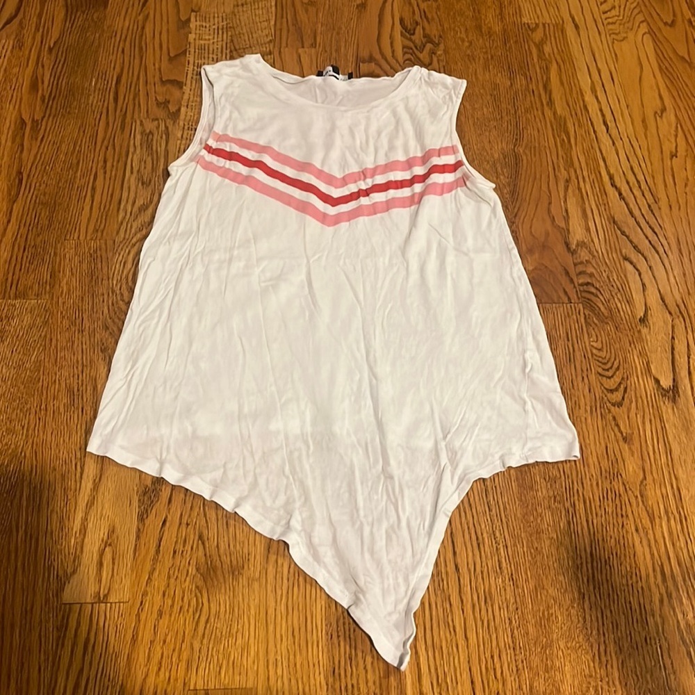 Generation Love Woman’s White Pink Stripe High Low Tank Size S